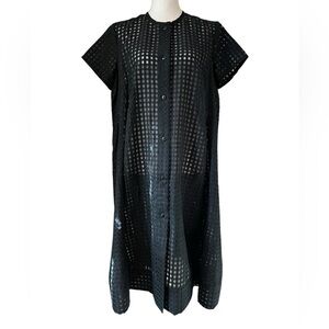 Abbey Glass Gorgeous Black Sheer Button-Down Dress or Swim Coverup Size Large